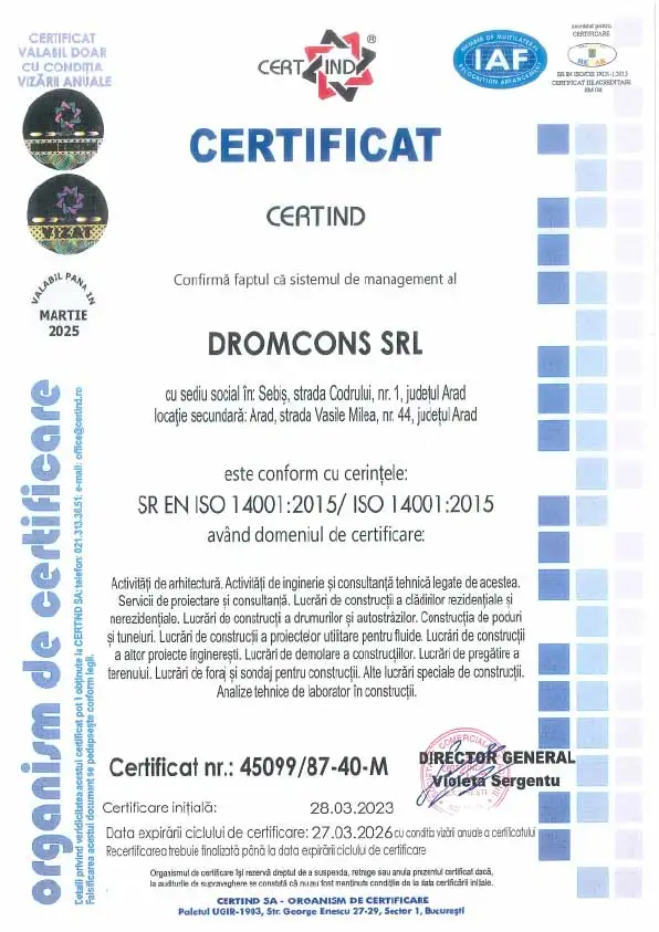Certificat / autorizație Dromcons