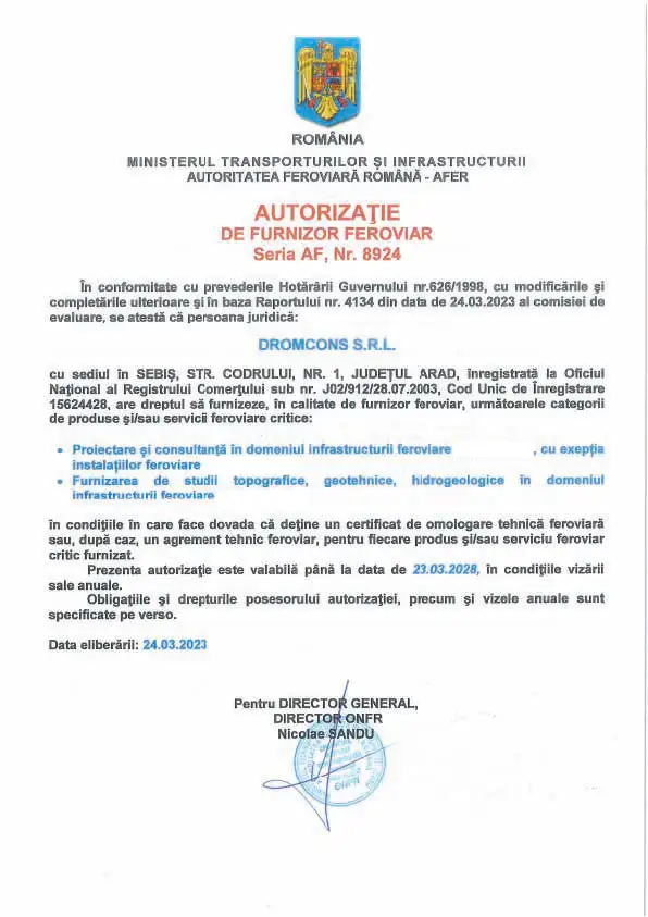 Autorizație laborator încercări în construcții grad II