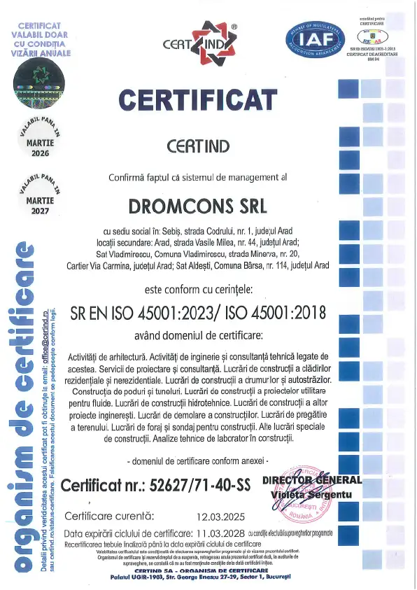 Certificat sistem management sănătate și securitate ocupațională