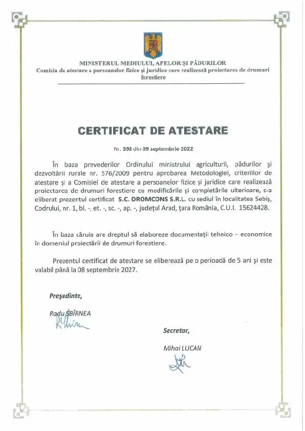 Licență pentru lucrări de infrastructură rutieră