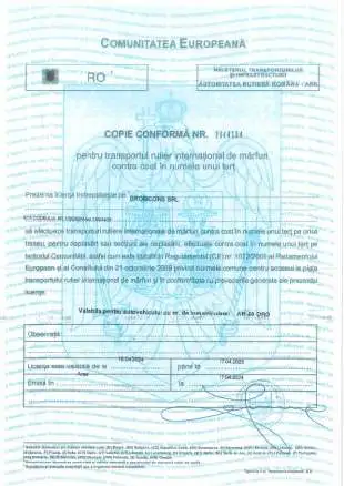 Certificat / autorizație Dromcons