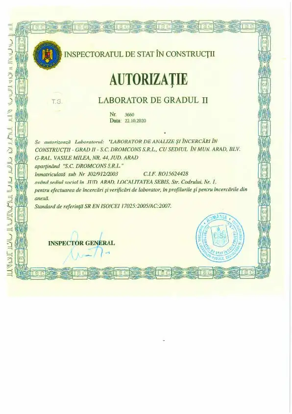 Certificat / autorizație Dromcons