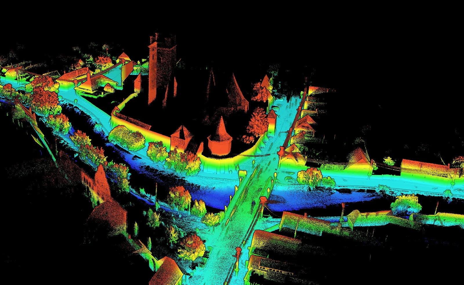Elevation-colorized point cloud from a mobile 3D scan with the Tersus MVP S1