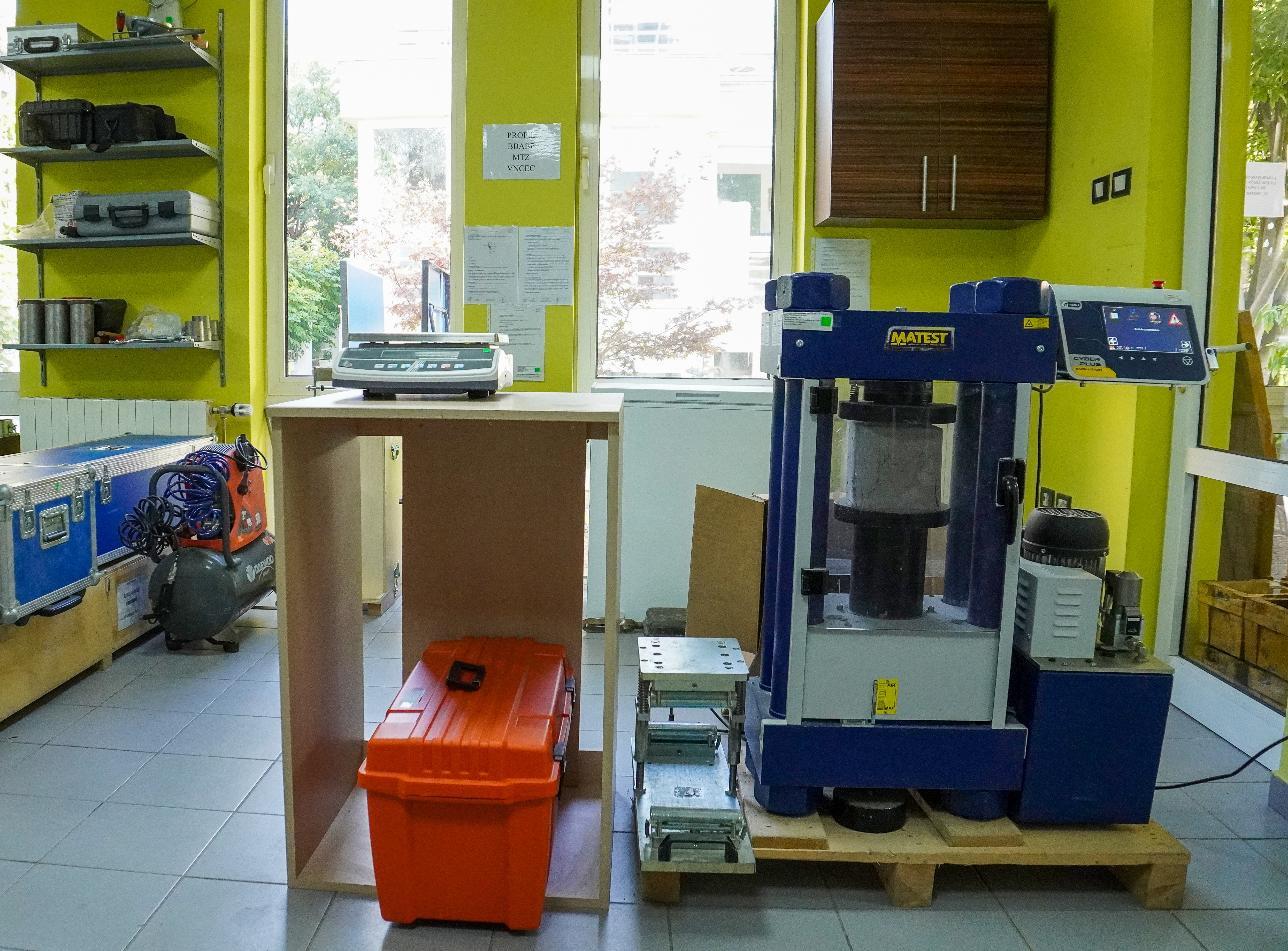 Dromcons geotechnical laboratory with equipment for soil and concrete testing